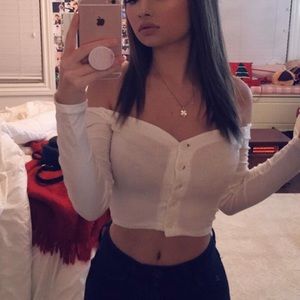 Ribbed off the shoulder white top in size small.